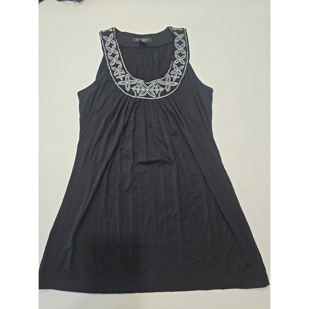 White House Black Market‎ Womens Size Extra Small Black Embroidered Tank Top